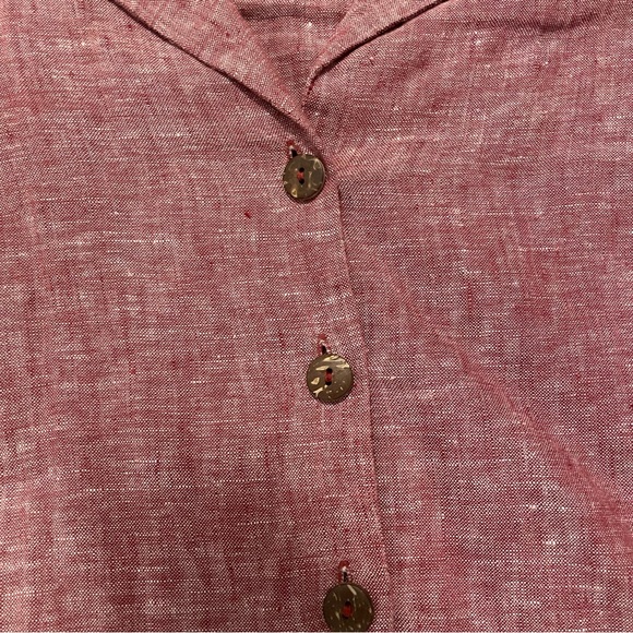Rachel Zoe Short Sleeve Linen Button Up Top Size M - Picture 4 of 5